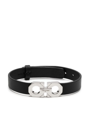 Ferragamo Gancini-logo leather bracelet - Black