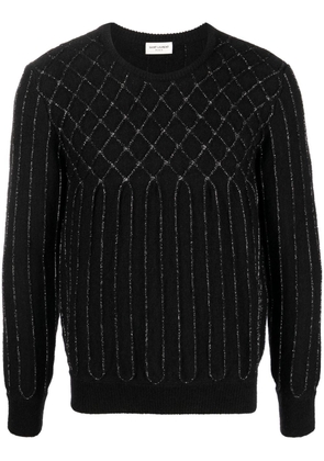 Saint Laurent lurex-detail long-sleeve jumper - Black