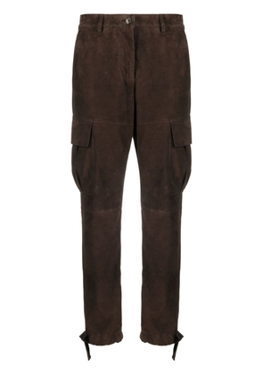 P.A.R.O.S.H. straight-leg suede trousers - Brown