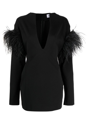 16Arlington Runa feather-trim minidress - Black