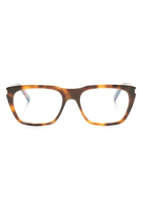 Saint Laurent Eyewear tortoiseshell-effect square-frame glasses - Brown