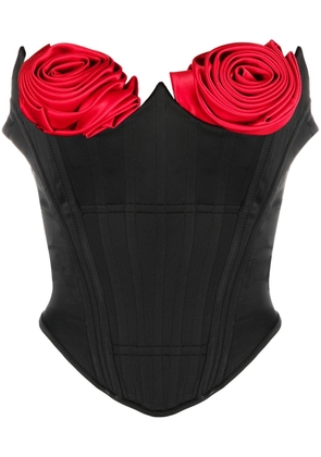 Cristina Savulescu flower-applique detail corset top - Black