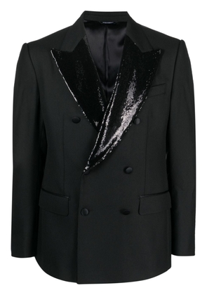 Dolce & Gabbana sequin-lapel double-breasted blazer - Black