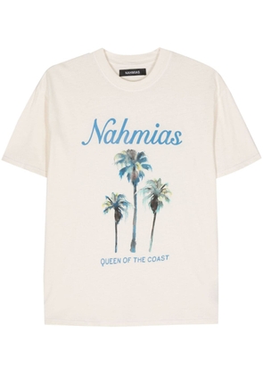 Nahmias logo-print cotton T-shirt - Neutrals