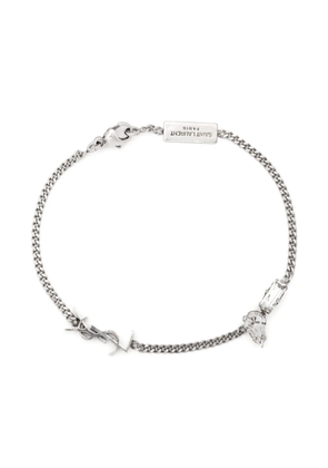 Saint Laurent monogram-logo gemstone bracelet - Silver