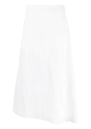 Jil Sander asymmetric linen midi skirt - White