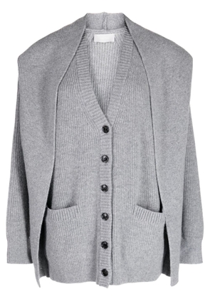 System layered-design wool cardigan - Grey