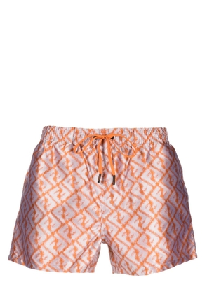 FENDI blurry monogram-print swim shorts - Grey