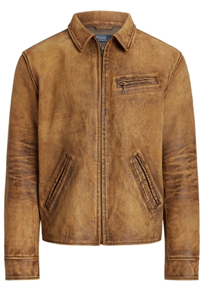 Polo Ralph Lauren Hemingway panelled leather jacket - Brown
