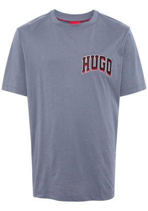 HUGO embroidered-logo cotton t-shirt - Blue