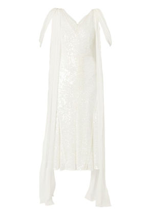 ERDEM draped-detailing sequined dress - White