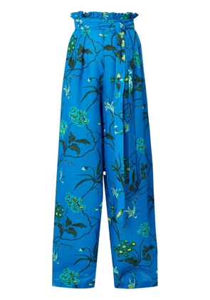 ERDEM floral-print wide-leg trousers - Blue