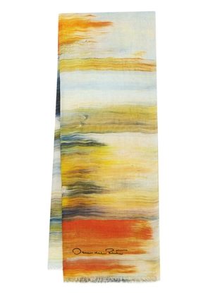 Oscar de la Renta brush-print cashmere scarf - Orange