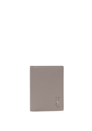 Saint Laurent YSL-plaque leather wallet - Grey