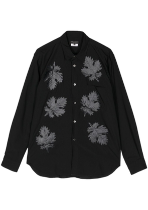 Comme des Garçons Homme Plus leaf-appliqué buttoned-up shirt - Black