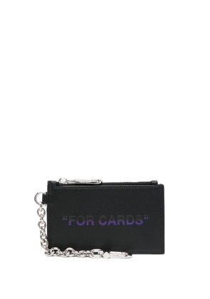 Off-White Quote-print leather cardholder - Black