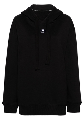 Marine Serre Moon-embroidered organic cotton hoodie - Black