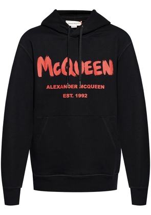 Alexander McQueen Graffiti logo-print cotton hoodie - Black