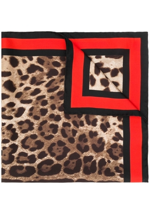 Dolce & Gabbana leopard-print twill scarf - Brown
