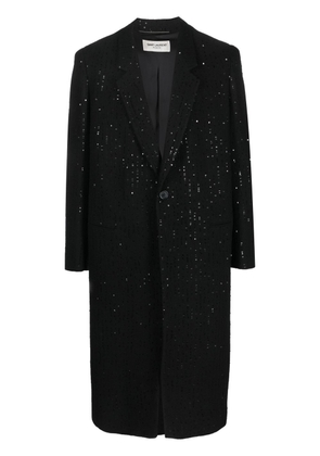 Saint Laurent sequin-embellished tweed coat - Black