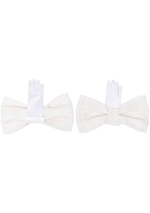 Parlor bow-detail satin gloves - White