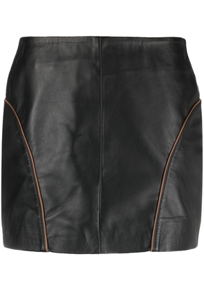 REMAIN mid-rise zip-up leather miniskirt - Black