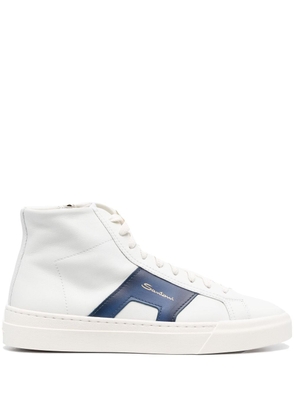 Santoni double-buckle leather sneakers - White