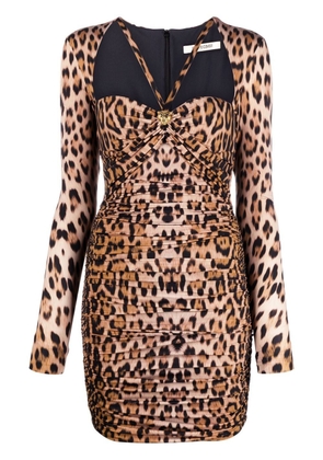 Roberto Cavalli leopard print minidress - Neutrals