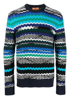 Missoni zigzag-woven wool-blend jumper - Blue