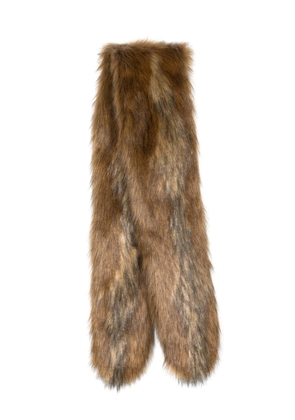 Saint Laurent faux-fur trim scarf - Brown
