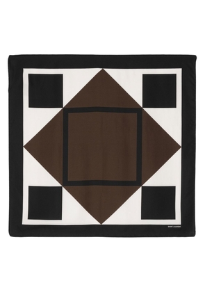 Saint Laurent geometric-print silk scarf - Black