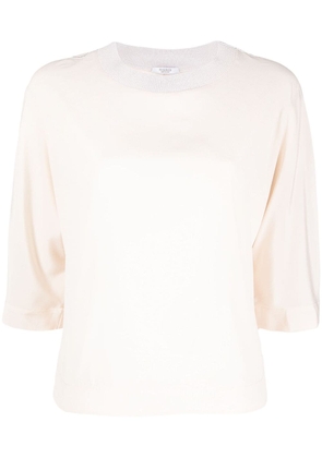 Peserico bead-embellished half-sleeve top - Neutrals