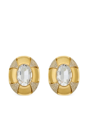 Saint Laurent crystal-embellished oval-design earrings - Gold