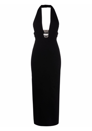 Saint Laurent crystal-embellished halterneck dress - Black