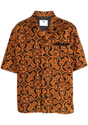 Marine Serre Oriental Towel-print.short-sleeve shirt - Orange