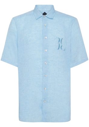 Billionaire logo-embroidered linen shirt - Blue