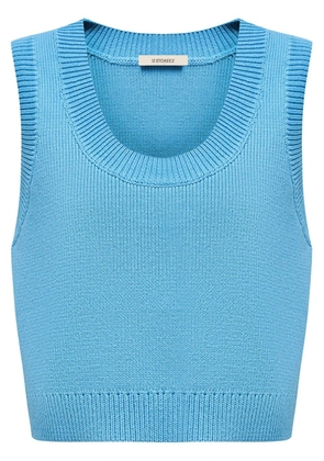 12 STOREEZ knitted cotton cropped top - Blue
