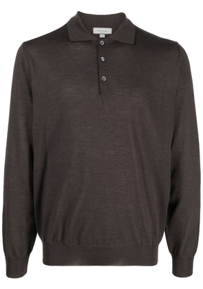 Canali long-sleeved wool polo shirt - Brown