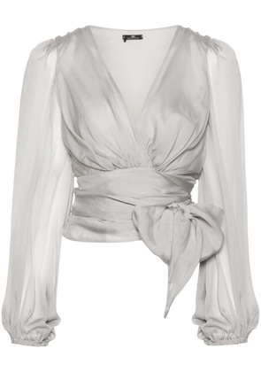 Elisabetta Franchi silk wrap blouse - Grey