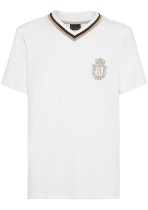 Billionaire stripe-detail v-neck T-shirt - White