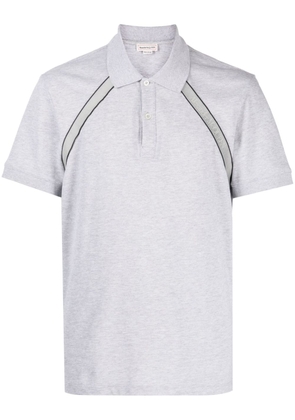 Alexander McQueen logo-tape cotton polo shirt - Grey