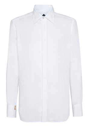 Billionaire logo-embroidered linen shirt - White