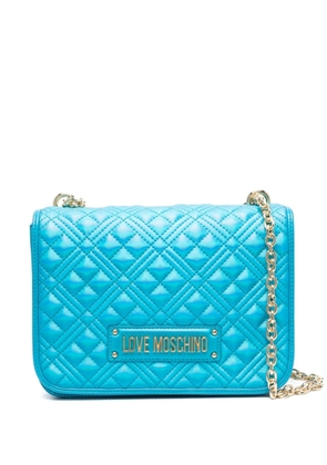 Love Moschino logo-lettering quilted shoulder bag - Blue