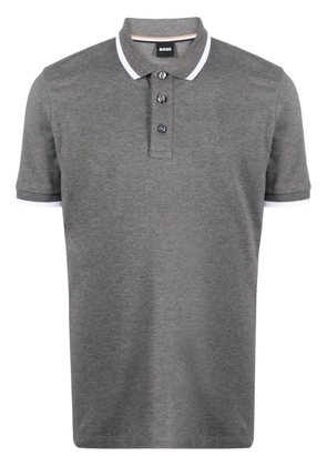 BOSS logo-print cotton polo shirt - Grey