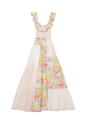 byTiMo floral-print patchwork maxi dress - White