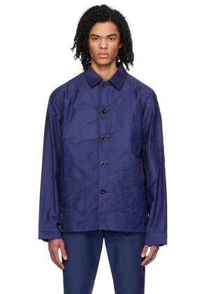 sacai Blue Embroidered Patch Jacket