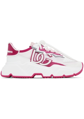 Dolce & Gabbana Pink & White Mixed-Materials Daymaster Sneakers
