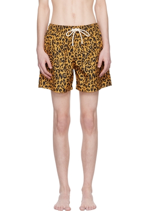 Palm Angels Yellow Cheetah Swim Shorts