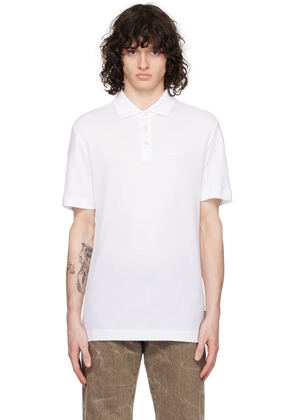 BOSS White Embroidered Polo