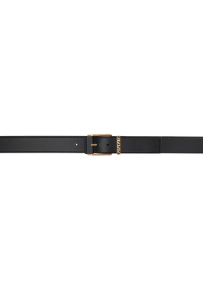 Versace Black Greca Accent Leather Belt